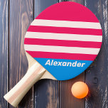 Vintage Sport Blue Crush Stripes with Name Ping Pong Paddle<br><div class="desc">The Vintage Sport Blue Crush Stripes Ping Pong Paddle radiates energy and confidence with its bold, dynamic stripe design in vibrant blue tones. Perfect for adding personality to your game, this paddle combines striking visuals with the option to personalise it with your name, making it uniquely yours. Whether you’re aiming...</div>