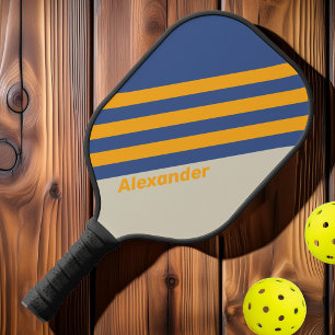 Vintage Sport Blue Crush Sunset Stripes with Name Pickleball Paddle