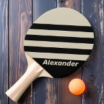 Vintage Sport Midnight Stripes with Name Ping Pong Paddle<br><div class="desc">Bring a sleek, bold edge to your game with the 'Vintage Sport Midnight Stripes with Name' ping pong paddle, featuring deep midnight tones accented by dynamic stripes. This design combines timeless sophistication with the option to personalise it with your name, adding a distinctive touch to your playing style. Perfect for...</div>