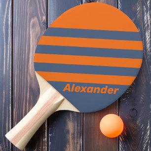 Vintage Sport Sunset Shoreline Stripes with Name Ping Pong Paddle