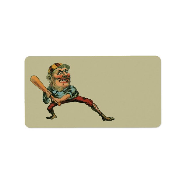 Vintage Sports, Angry Baseball Player Batter Label (Front)