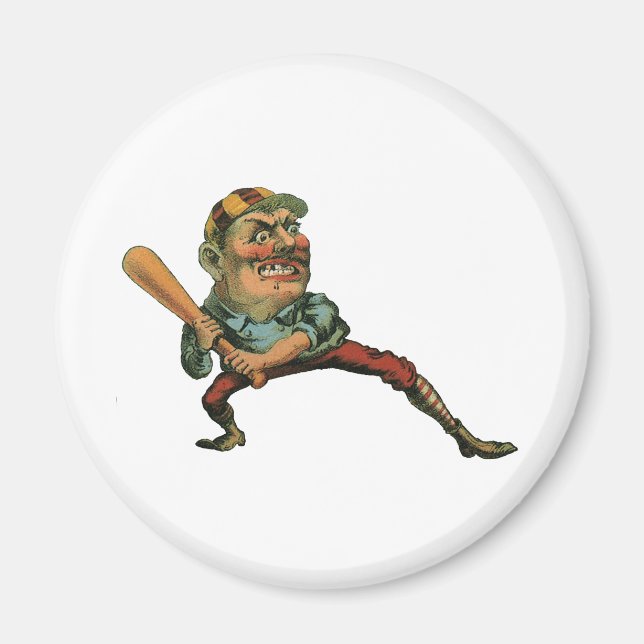 Vintage Sports, Angry Baseball Player Batter Magnet (Front)