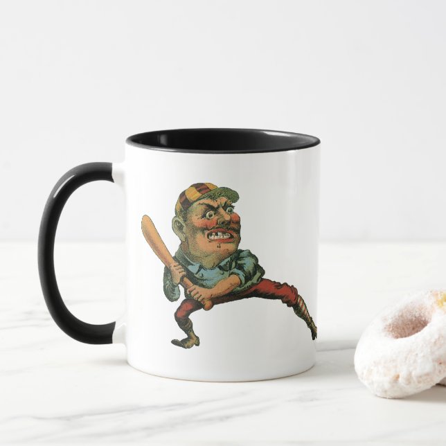 Vintage Sports, Angry Baseball Player Batter Mug (With Donut)