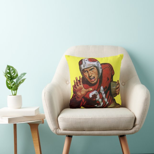 Vintage Sports Athlete Football Player Runningback Cushion (Chair)