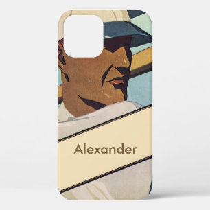Vintage Sports Baseball Batter, Stylised Art iPhone 12 Case