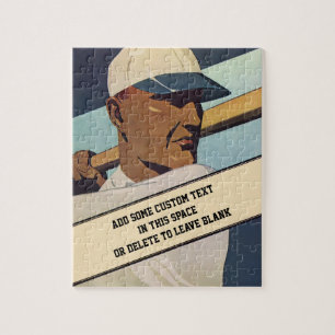 Vintage Sports Baseball Batter, Stylised Art Jigsaw Puzzle