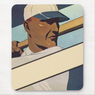 Vintage Sports Baseball Batter, Stylised Art Mouse Mat