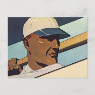 Vintage Sports Baseball Batter, Stylised Art Postcard