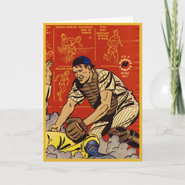 Vintage Sports Baseball Catcher Card (Front)
