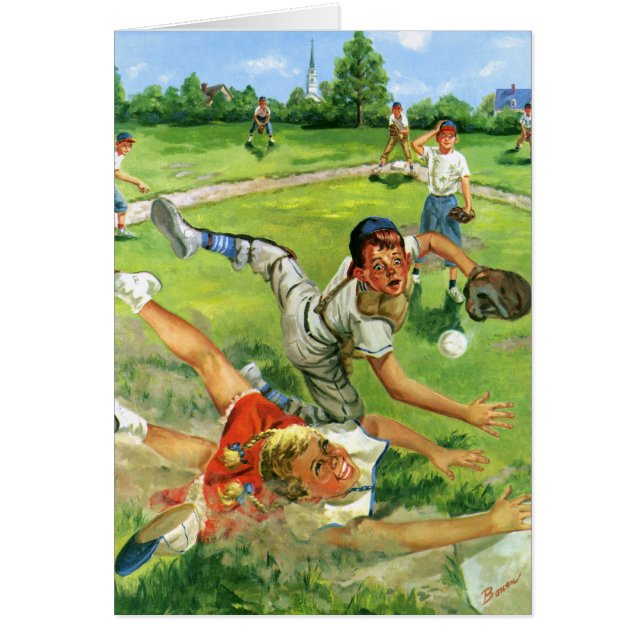 Vintage Sports Baseball, Children Teams Playing (Front)