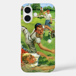 Vintage Sports Baseball, Children Teams Playing iPhone 16 Case