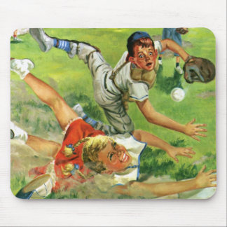 Vintage Sports Baseball, Children Teams Playing Mouse Mat