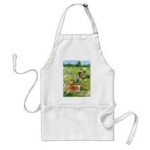 Vintage Sports Baseball, Children Teams Playing Standard Apron