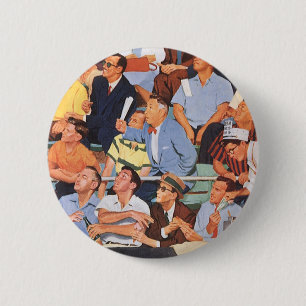 Vintage Sports Baseball Fans Watching a Game 6 Cm Round Badge