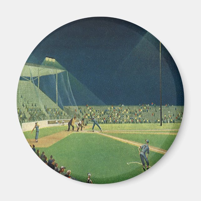 Vintage Sports, Baseball Game at Night Magnet (Front)