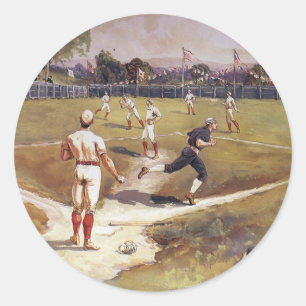 Vintage Sports Baseball Game by Henry Sandham Classic Round Sticker