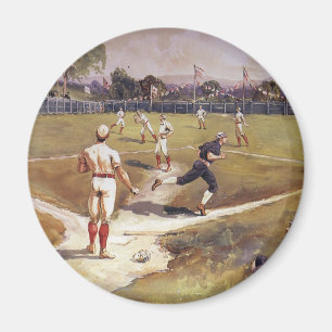 Vintage Sports Baseball Game by Henry Sandham Magnet