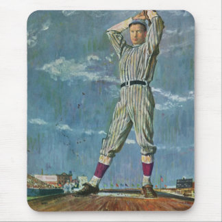 Vintage Sports Baseball, Pitcher in Baseball Game Mouse Mat