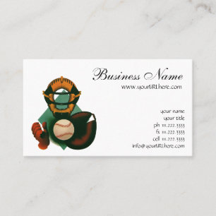 Vintage Sports Baseball Player, Catcher with Mitt Business Card