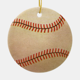 Vintage Sports Baseball Player, Catcher with Mitt Ceramic Tree Decoration