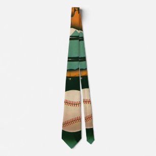 Vintage Sports Baseball Player, Catcher with Mitt Tie