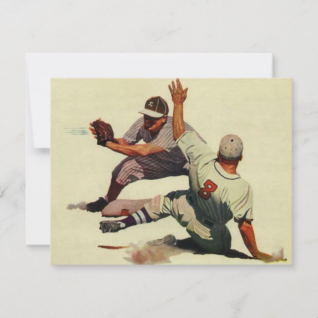 Vintage Sports Baseball, Player Sliding into Home (Front)
