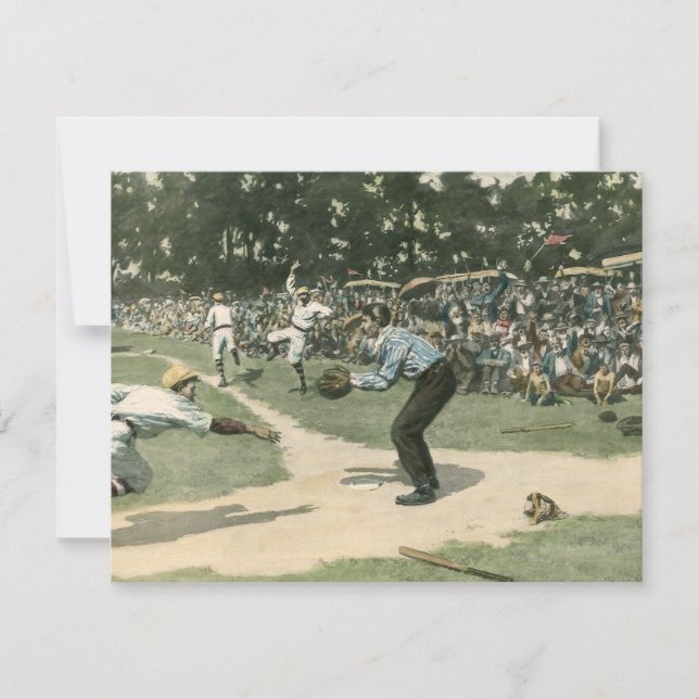 Vintage Sports, Baseball Player Sliding into Home (Front)