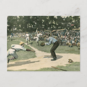 Vintage Sports, Baseball Player Sliding into Home Postcard