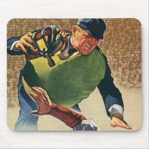 Vintage Sports Baseball Player, the Umpire Mouse Mat