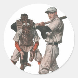 Vintage Sports Baseball Players Classic Round Sticker