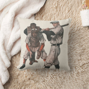 Vintage Sports Baseball Players Cushion