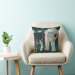Vintage Sports Baseball Players Pitcher on Mound Cushion