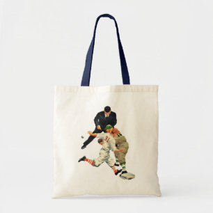 Vintage Sports Baseball Players Safe at Home Plate Tote Bag