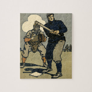 Vintage Sports Baseball Players, Stylised Art Jigsaw Puzzle