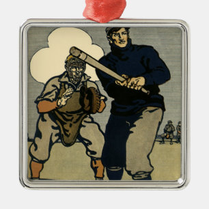 Vintage Sports Baseball Players, Stylised Art Metal Tree Decoration