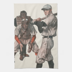 Vintage Sports Baseball Players Tea Towel