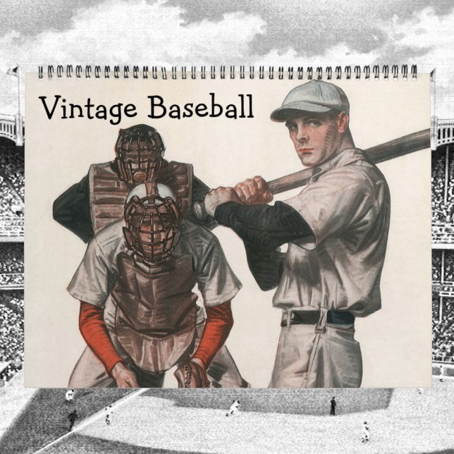 Vintage Sports Baseball Players, Teams, Athletes Calendar (12 month Calendar featuring Vintage Illustration Baseball Images)