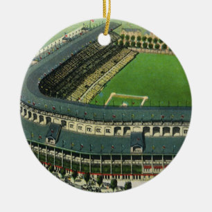 Vintage Sports Baseball Stadium, Aerial View Ceramic Tree Decoration