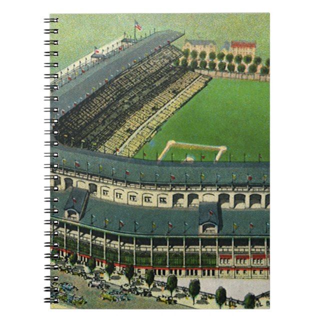 Vintage Sports Baseball Stadium, Aerial View Notebook (Front)