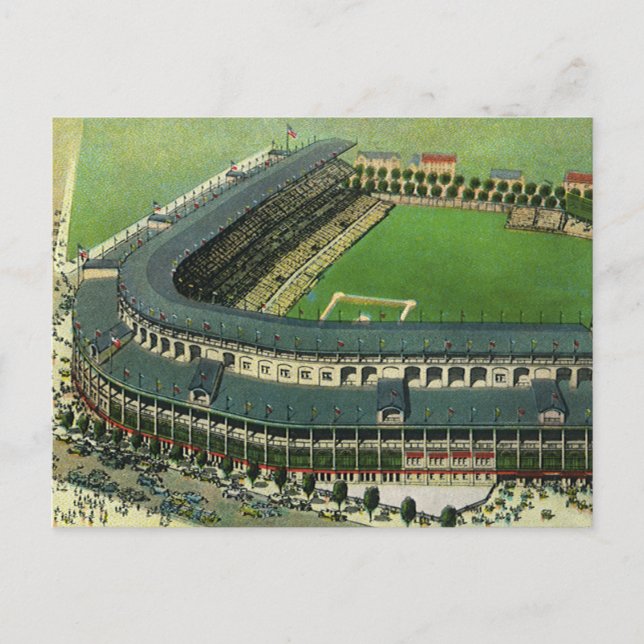 Vintage Sports Baseball Stadium, Aerial View Postcard (Front)