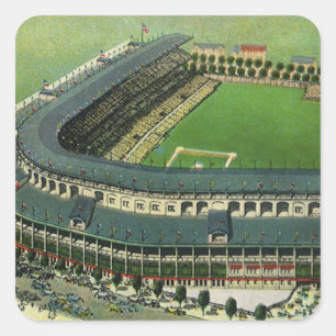 Vintage Sports Baseball Stadium, Aerial View Square Sticker