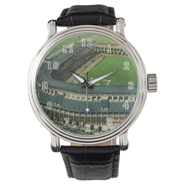 Vintage Sports Baseball Stadium, Aerial View Watch (Front)
