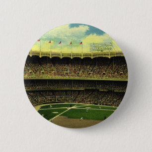 Vintage Sports Baseball Stadium with Crowds 6 Cm Round Badge