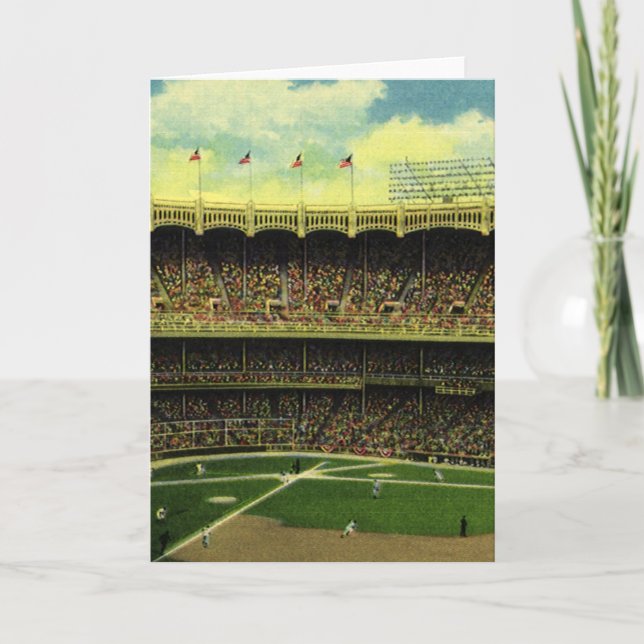Vintage Sports Baseball Stadium with Crowds Card (Front)