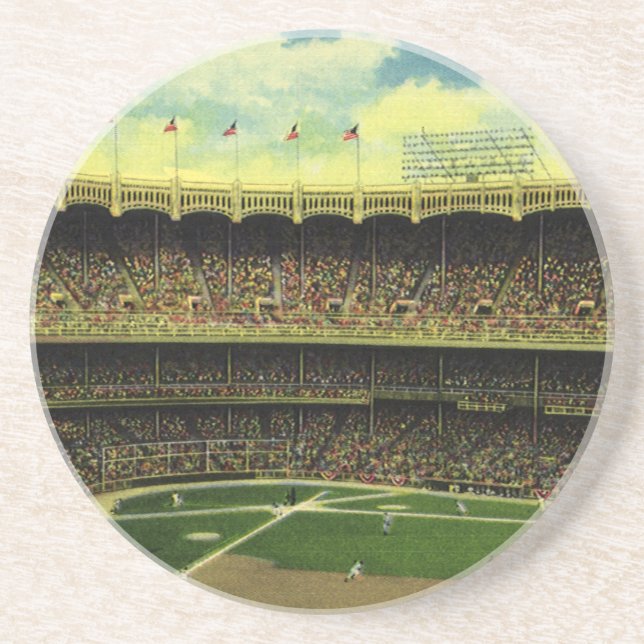 Vintage Sports Baseball Stadium with Crowds Coaster (Front)