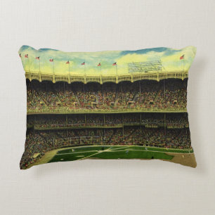 Vintage Sports Baseball Stadium with Crowds Decorative Cushion