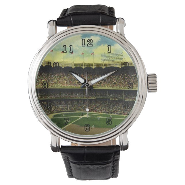 Vintage Sports Baseball Stadium with Crowds Watch (Front)