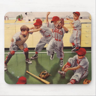 Vintage Sports Baseball Team, Boys Roughhousing Mouse Mat