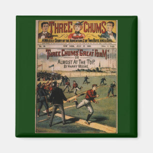 Vintage Sports Baseball Three Chums Magazine Cover Magnet