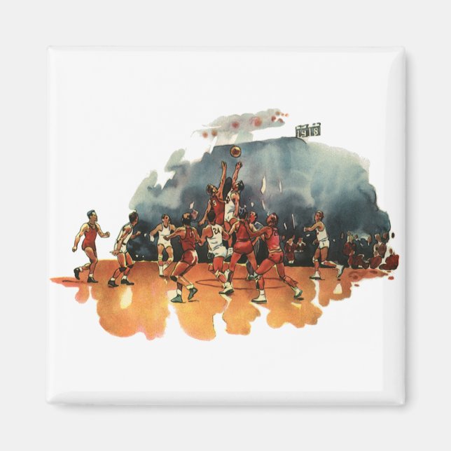 Vintage Sports Basketball Game, Basketball Players Magnet (Front)